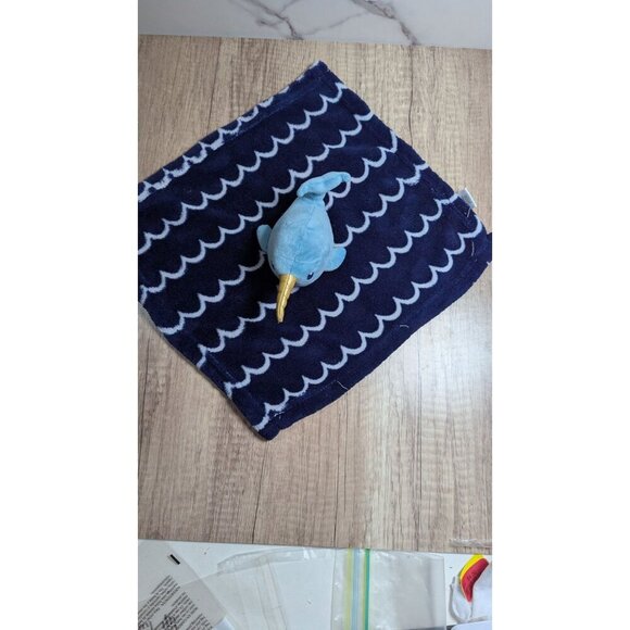 HB Whale Shark Baby Security Blanket  lovey Blue & White Waves 14" - Picture 5 of 7